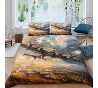 3D Design Skin Friendly Microfiber WWII bomber Duvet Cover Sets Easy Care Bedding Set with Pillow Shams war aviation art Quilt Cover All Season Machine Washable for Home Decoration Single（140x200cm）