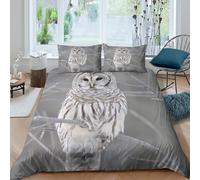 3D Design Soft Microfiber Barn Owl Comforter Cover All Season Bedding Sets with Matching Pillowcase Nature Wildlife Quilt Cover Easy Care Machine Washable for Kids Boys Girls Single（135x200cm）