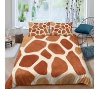 3D Design Ultrasoft Microfibre Giraffe pattern Bedding Quilt Cover All Season Bedding Set with Pillow Cases Animal print design Bed Quilt Cover All Season Machine Washable for Couples King（220x240cm）