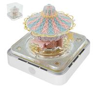 3D Desk Calendar, 2025 Calendar Memo Pad with LED Light, Tear-Away 3D Desk Note Pad with Acrylic Box, Creative Carousel Shape DIY Memo Pad Paper Carving Art for Home Office Desktop (Carousel)