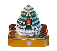 3D Desk Calendar 2025, Time Piece Calendar 2025, Christmas Tree House, Tear-Away 3D Paper Art Notepad w LED Lights, 3D Paper Carving Art Craftwork Desk Decoration for Office Room (Gold)