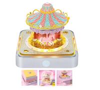 3d Desk Calendar 2026, 3d Carousel Time Piece Calendar Memo Pad With Led Lights, Creative Desktop Carving Paper Sculpture Daily Weekly Planner Tearable Sticky Notes Crafts Gifts (Pink)