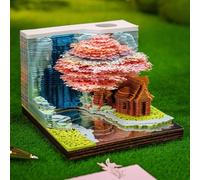 3D Desk Calendar 2026 with LED Light, Time Piece Calendar 2025, Tear-Away 3D Paper Art Notepad, Creative 3D Memo Artsy Calendar Carving Art Memo Pad for Christmas Desktop Decoration Weekly Calendar