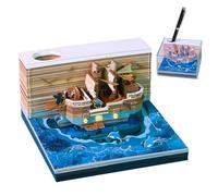 3D Desk Calendar, Pirate Ship Tear-Off Calendar Notes, 2026 Impresses with an Artistic for Family School Desk Celebration Home Workplace Festival Men Women - Desk Part