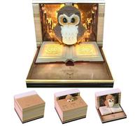 3D Desk Calendar, Unique and Creative Paper Sculpture Calendar, Tear Off Paper Carving Art Memo with LED Lights and Dust Covers, DIY Tearable Post Notes for Desktop Decoration Gift (Owl)