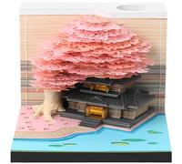 3D Desk Note Pad Creative Art Memo Pad with LED Lights DIY Tear-Away 3D Calendar Notepad Paper Carving Ornament for Home Office Desktop Decoration Gift (Pink)