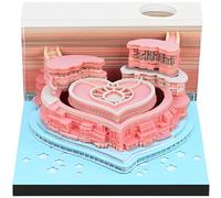 3D Desk Note Pad Creative Art Memo Pad with LED Lights DIY Tear-Away 3D Calendar Notepad Paper Carving Ornament for Home Office Desktop Decoration Gift (Love)