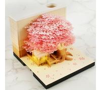 3D Desk Note Pad Creative Tree House 3D Memo Pad with LED Light Tear-Away 3D Art Note Pad DIY Memo Pad Paper Carving Art for Home Office Desktop Decoration Gift (pink 1)