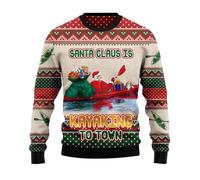3D Digital Print Long Sleeve Hoodie for Men Winter 2024 Santa Claus T Shirts Long Sleeve Cotton Plush, Watermelon Red-2, 5XL