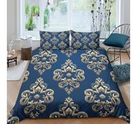 3D Digital Print Soft Microfibre Ornate damask Duvet Cover Easy Care Bedding Set with Pillow Cases Classic baroque wall Quilt Cover Sets All Season Machine Washable for Couples Double（200x200cm）