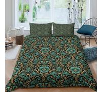 3D Digital Print Soft Microfibre Ornate Floral Duvet Cover Easy Care Bedding Set with Pillow Cases Baroque Decorative Quilt Cover Sets All Season Machine Washable for Couples Single（140x200cm）