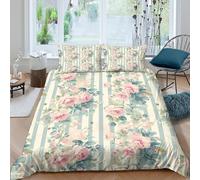 3D Digital Print Soft Microfibre Roses decor Duvet Cover Easy Care Bedding Set with Pillow Cases Vintage floral pattern Quilt Cover Sets All Season Machine Washable for Couples Super king（260x220cm）