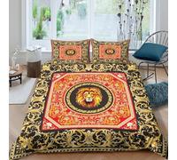 3D Digital Print Soft Microfibre Royal lion emblem Duvet Cover Easy Care Bedding Set with Pillow Cases Baroque ornate design Quilt Cover Sets All Season Machine Washable for Couples Single（140x200cm）