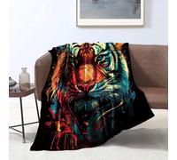 3D Digital Print Tiger Face Throw Blanket Bed Couch Super Soft Cozy Plush Throws Blanket All Seasons Kids Boys Adults 59x78.7 inches Flannel (150x200cm)