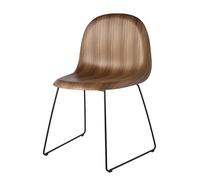 3D Dining Chair Walnut - Sledge Base Black - Felt Glides Gubi - 5715015972604