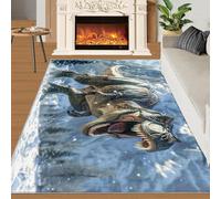3D Dinosaur Area Rug - 100 x 150, Anicient Jurassic Rugs for Bedroom, Stain Resistant Washable Non Slip, Tyrannosaurus Rex Style, Animal Dino Theme, Soft Low Pile Rectangle Carpet
