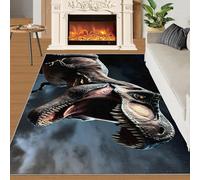 3D Dinosaur Boys Area Rug - 100 x 150, Roaring Dinosaur Rugs for Bedroom, Stain Resistant Washable Non Slip, Jungle Animal Style, Dinosaur Decor Theme, Soft Low Pile Rectangle Carpet
