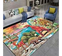 3D Dinosaur Carpet Forest River Large Living Room Rug Children's Play Area Floor Mat Flannel Soft Boys' Bedroom Rug Brown Green Dinosaur Nursery Rug Runner Mat Kitchen Rug (Colour 3,100x150 cm)