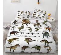 3D Dinosaur Double Duvet Cover Set 200x200cm 3 piece Soft Microfiber Reversible Bedding Set Animal Dinosaurs Comforter Cover with Zipper Closure Quilt Cover with 2 Pillowcase 50x75cm（Image 1-4）