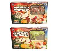 3D Dinosaur Skeleton Kit, T-Rex and Triceratops, 32 Pieces, STEM Educational Building Set, Ages 6+