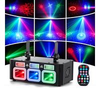 3D Disco Lights with Laser & LED, RGB Patterns Red, Green and Blue Laser & 90+Full Color Strobe, Sound Activated & DMX512 for DJ Party, Stage, Wedding, Birthday, Christmas - Party Lights Indoor Disco