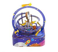 3D DIY Christmas Music Box - Wooden Carousel Puzzle with LED Lights & Holiday Music, USB Rechargeable Desktop Decor, Creative for Adults & Teens