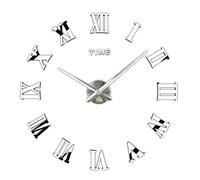 3D DIY Frameless Large Wall Clock Modern Roman Numerals 3D Mirror Sticker Home Office Decorations for Living Room Bedroom