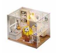 3D DIY Miniature Dollhouse Wooden Assembling Study Room Hut Handmade Room Decor
