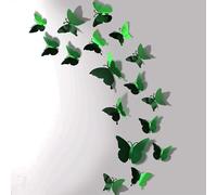 3D DIY Mirror Metallic Butterfly Wall Decor, Green, 48Pcs 4 Styles 3 Sizes, Removable Stickers Wall Decor Room Mural for Party Cake Decoration Kids Bedroom Nursery Classroom Wedding Decor DIY…