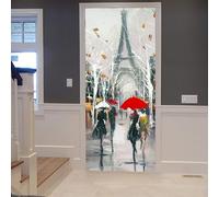 3D DIY Self-Adhesive Interior Door Stickers- Paris Eiffel Tower View 85 X 215 Cm -Peel and Stick 2Pc Door Wall Decal Murals PVC Waterproof Removable Door Wallpaper Living Room Boy Girl-53616447678304