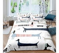 3D Dog Duvet Cover Set Cute Dachshund Print Comforter Cover for Kids Boys Girls Teens Pet Dog Animal Theme Hypoallergenic Microfiber Bedding Set Decor 2Pcs Bedspread Cover With 1 Pillowcase Single