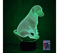 3D Dog Night Light USB Powered Remote Control Touch Switch Decor Table Optical Illusion Lamps 7/16 Color Changing Lights LED Table Lamp Xmas Home Love Brithday Room Decoration