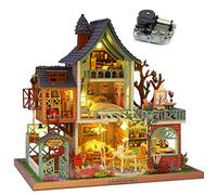 3D Dollhouse Miniature Furniture Kit - DIY Handmade Jungle Loft Building Model for Holiday Birthday Gift, Duplex Pastoral Style Literary Villa Art