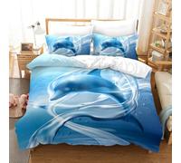 3D Dolphin Bedding Set Dolphins Jumping On the Water Surface Landscape Duvet Cover Tropical Sea Hawaii Colorful Sunset Comforter Set Sea Animal Bedroom Decor 3Pcs (Color 10,Super King:220x260cm(3Pcs))