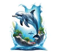 3D Dolphin Wall Decal, Ocean Scene Wall Sticker, 24 x 29.5 cm, Decorative Art for Home