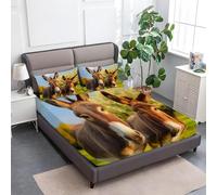 3D Donkey Super King Fitted Sheet Farm Animals Printed Bed Sheets 30 cm Deep Fitted Sheets Soft Microfiber Bedding 180x200 cm with 2 Pillowcases for kids and aldults C.L28