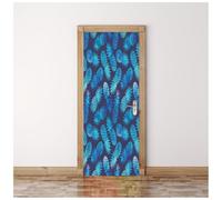 3D Door Art Dark Blue Gradient Pineapple Pattern 95X215Cm Removable Door Decals, PVC Self-Adhesive Waterproof Door Murals Stickers for Interior, Bedroom Living Room Bathroom Kitchen House Decoratio