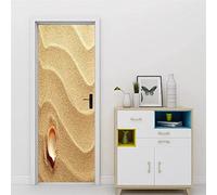 3D Door Art Sand Beach Shells 77 X 200 Cm Removable Door Decals Self-Adhesive Door Mural Door Sticker for Room Décor - Children's Room Boys and Girls Room Door Photo Door Poster