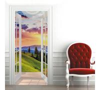 3D Door Art Sticker Mountain Trees Landscape Removable Door Decals Door Wrap Waterproof Wall Mural Photo Self-Adhesive Wall Stickers for Home Bedroom/Bathroom Decoration 90 X 200 Cm Do-47056234293709