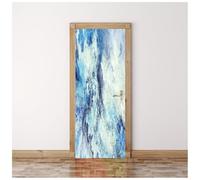 3D Door Art Stickers for Interior Doors Kids Blues Abstract Texture 95X215Cm Self-Adhesive Door Decal Murals Waterproof Removable Poster Wallpaper Bedroom Living Room Bathroom Home Decoration