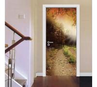3D Door Art Trees Road Landscape 77 X 200 Cm Removable Door Stickers, PVC Self-Adhesive Waterproof Door Murals, Children Kids Bedroom Bathroom Kitchen Interior Doors Decoration Stickers Do-9480907465
