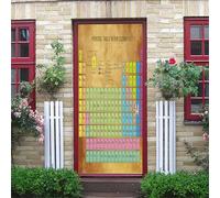3D Door Art, Waterproof Removable Mural Door Stickers, Self-Adhesive Wood Grain Periodic Table 95X215Cm Wallpaper, Door Decals for Room Bedrooms Bathroom Toilet Home Art Poster Decoration