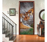3D Door Decal Mural Sticker Self-Adhesive Waterproof Door Sticker Wallpaper for Bedroom Living Room Home Decoration - Animal Tiger 80X200 Cm - Self Adhesive Door Wallpaper Art Photo Poster