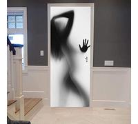3D Door Decoration Beautiful Woman Silhouette 80X200 Cm - Door Mural Self Adhesive Door Sticker Poster Door Art - Waterproof Door Wallpaper for Living Room Bedroom Children's Room Door Photo