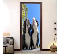 3D Door Mural 77x200 cm Cute Animal Guinea Pig Self Adhesive Removable PVC Door Sticker Blue Stickers for Interior Doors Bedroom Living Room Bathroom House Decoration