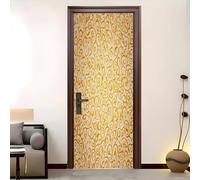 3D Door Mural 82x200 cm Luxurious European Pattern Self Adhesive Removable PVC Door Sticker Gold Stickers for Interior Doors Bedroom Living Room Bathroom House Decoration