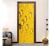 3D Door Mural 82x200 cm Simple Three-Dimensional Water Drop Self Adhesive Removable PVC Door Sticker Yellow Stickers for Interior Doors Bedroom Living Room Bathroom House Decoration