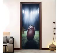 3D Door Mural 90x200 cm American Football Field Self Adhesive Removable PVC Door Sticker Light-Colored Stickers for Interior Doors Bedroom Living Room Bathroom House Decoration