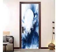 3D Door Mural 95x215 cm Dreamy Abstract Water Waves Self Adhesive Removable PVC Door Sticker White Stickers for Interior Doors Bedroom Living Room Bathroom House Decoration