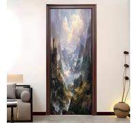 3D Door Mural 95x215 cm Magnificent Landscape Painting Self Adhesive Removable PVC Door Sticker Natural Scenery Stickers for Interior Doors Bedroom Living Room Bathroom House Decoration